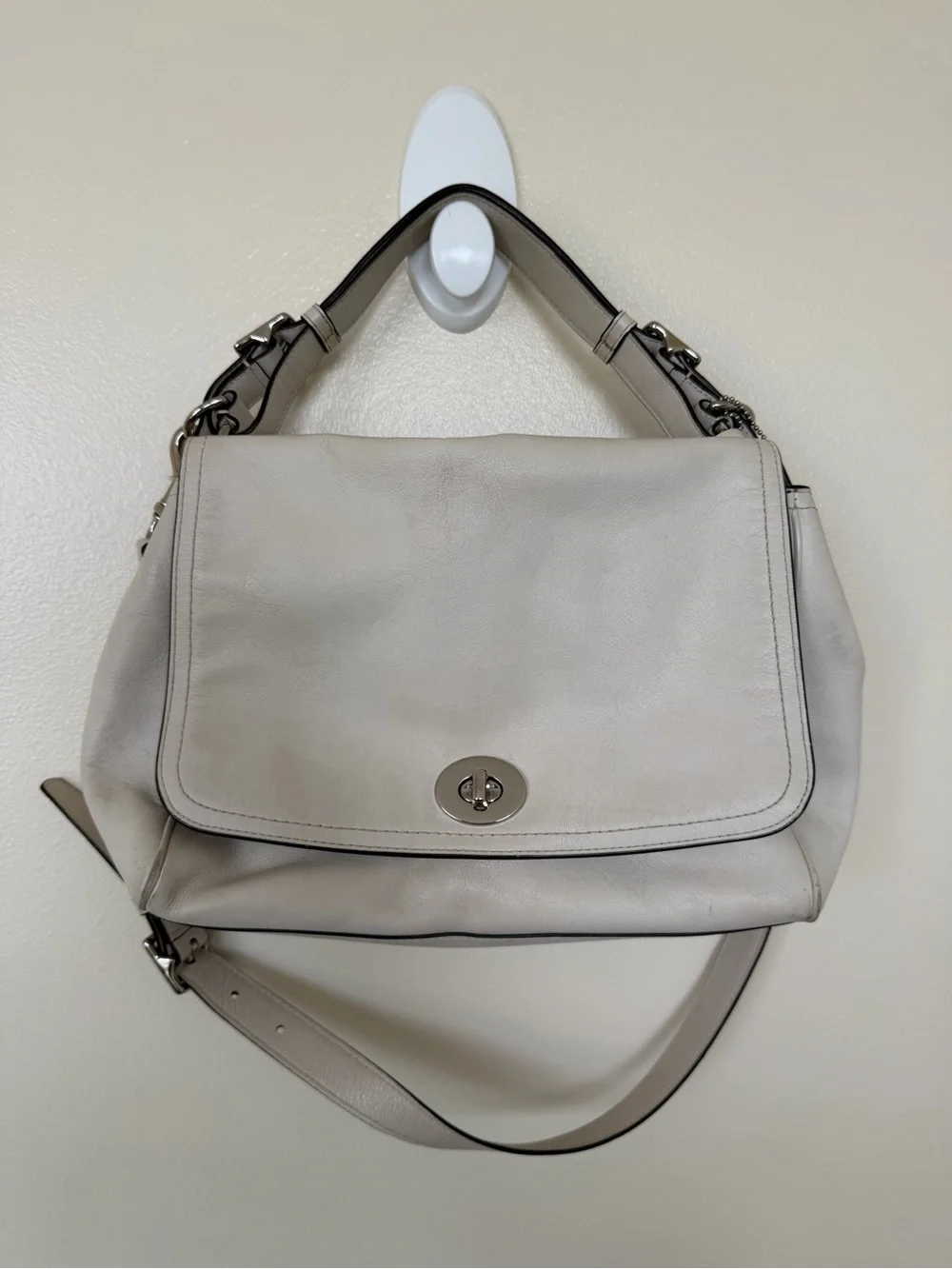 COACH Vintage Legacy Romy Vanilla Leather Convertible Top Handle Crossbody Bag - Picture 2 of 14